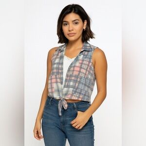 Vtg 80s plaid belly top